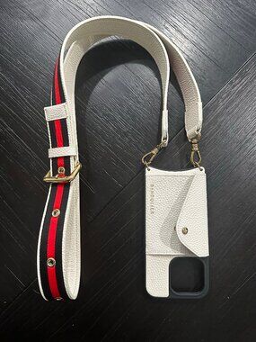 Kimberly Adjustable Crossbody Bandolier – Ivory/Gold (iPhone 14 Pro)